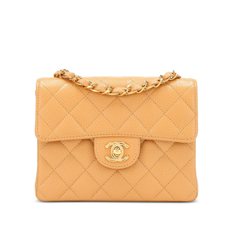 Chanel Flap Coin Purse With Chain Lambskin Beige GHW