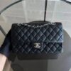 Chanel Classic Flap Caviar Double Flap Quilted Calfskin Black Medium