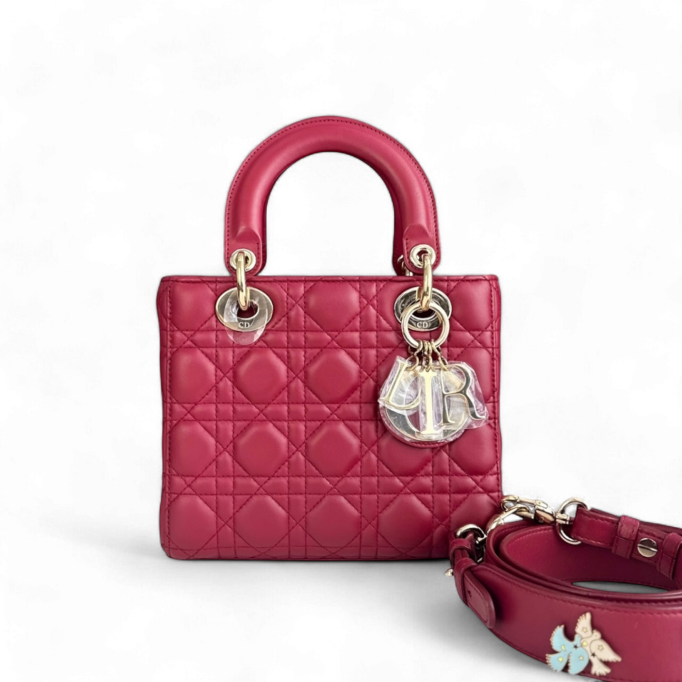 Dior Lady Small Red Gold Hardware
