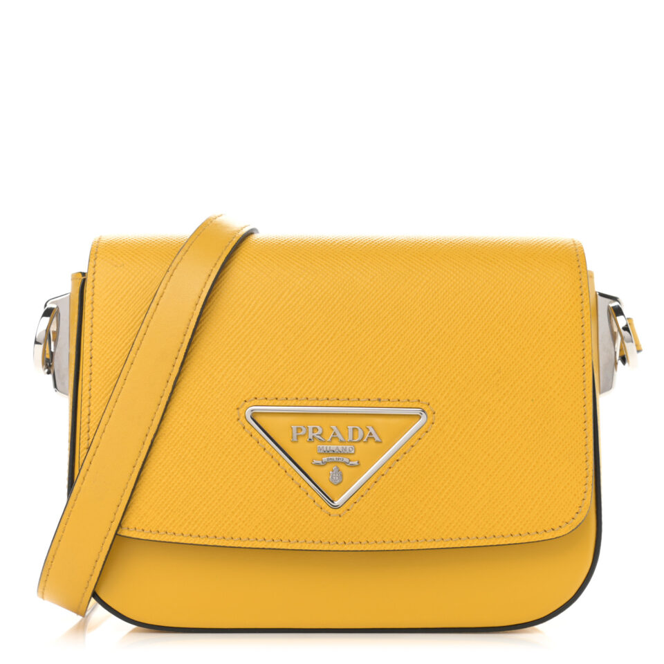 Prada  Saffiano Cuir Calfskin Identity Shoulder Bag Soleil