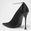 Satin YSL Ankle-Chain Pumps