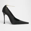 Satin YSL Ankle-Chain Pumps