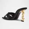 Opyum YSL Logo-Heel Satin Slide Sandals