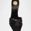 Opyum YSL Logo-Heel Satin Slide Sandals