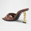 Opyum YSL Logo-Heel Satin Slide Sandals