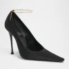 Satin YSL Ankle-Chain Pumps