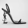 Opyum YSL Logo-Heel Sandals With Black Hardware