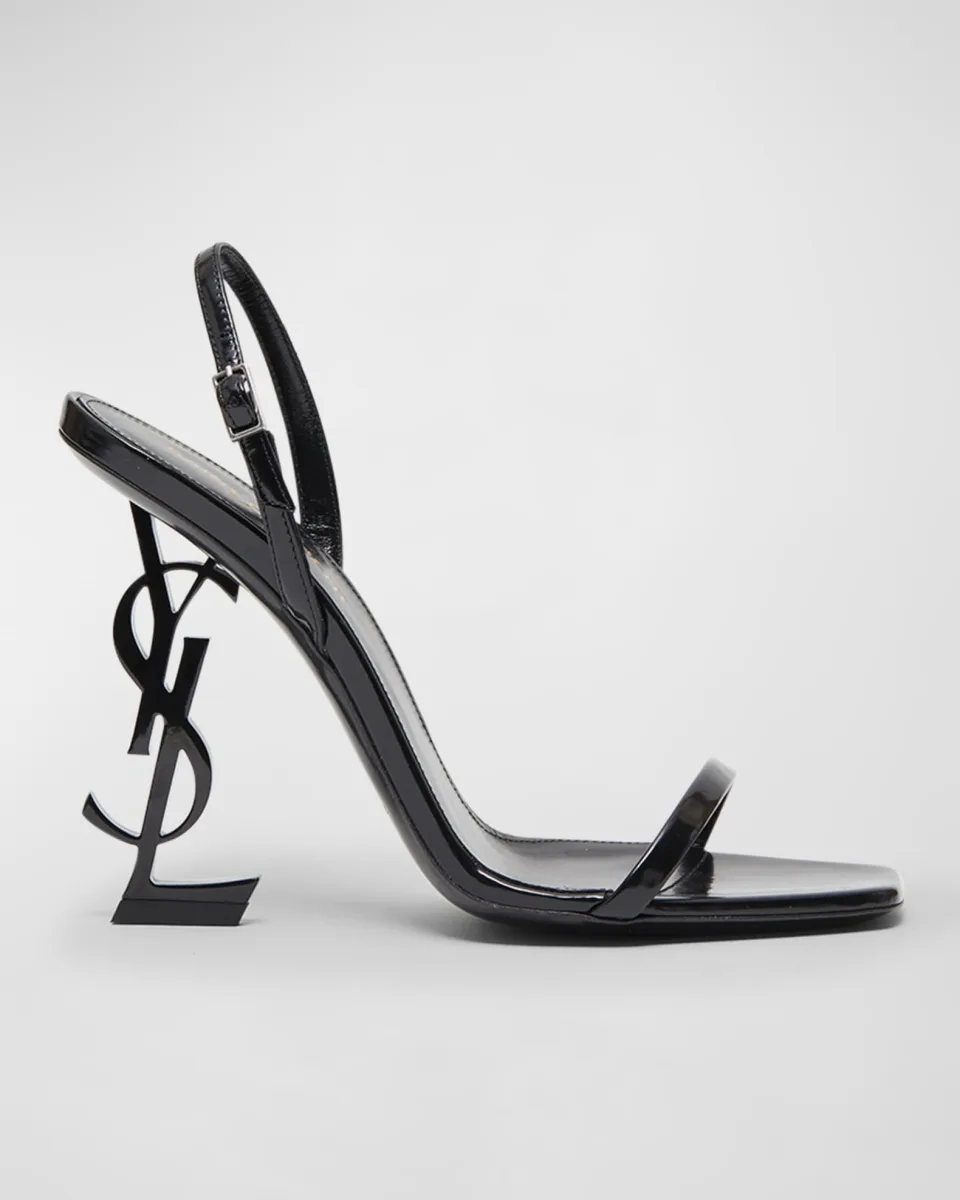Opyum YSL Logo-Heel Sandals With Black Hardware
