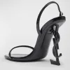 Opyum YSL Logo-Heel Sandals With Black Hardware