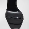 Opyum YSL Logo-Heel Sandals With Black Hardware