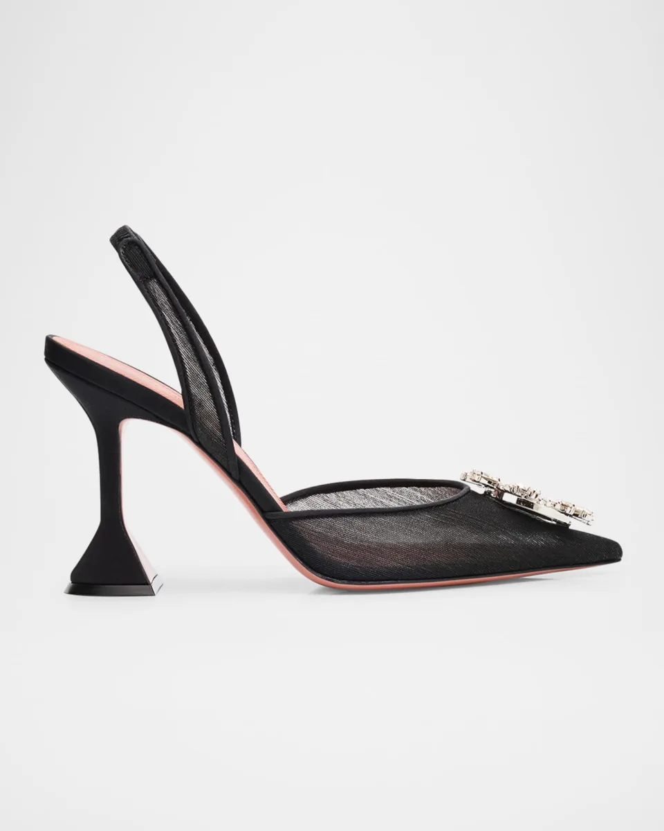 Begum Mesh Ornament Slingback Pumps