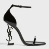 Opyum YSL Logo-Heel Sandals with Black Hardware