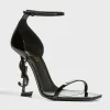 Opyum YSL Logo-Heel Sandals with Black Hardware