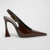 Stone Glossy Slingback Pumps