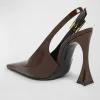Stone Glossy Slingback Pumps