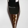 Stone Glossy Slingback Pumps