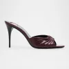 Babylone YSL Ruched Leather Mule Sandals