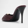Babylone YSL Ruched Leather Mule Sandals