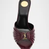 Babylone YSL Ruched Leather Mule Sandals