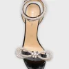 Crystal Embellished Leather Double Bow Sandals