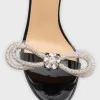Crystal Embellished Leather Double Bow Sandals