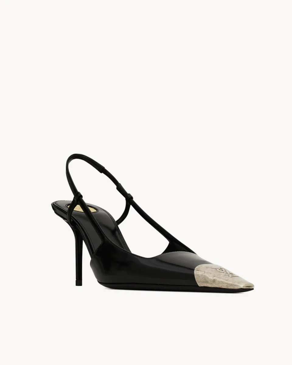 Jeanne Slingback Pumps In Glazed Leather