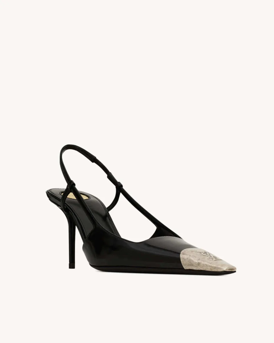 Jeanne Slingback Pumps In Glazed Leather